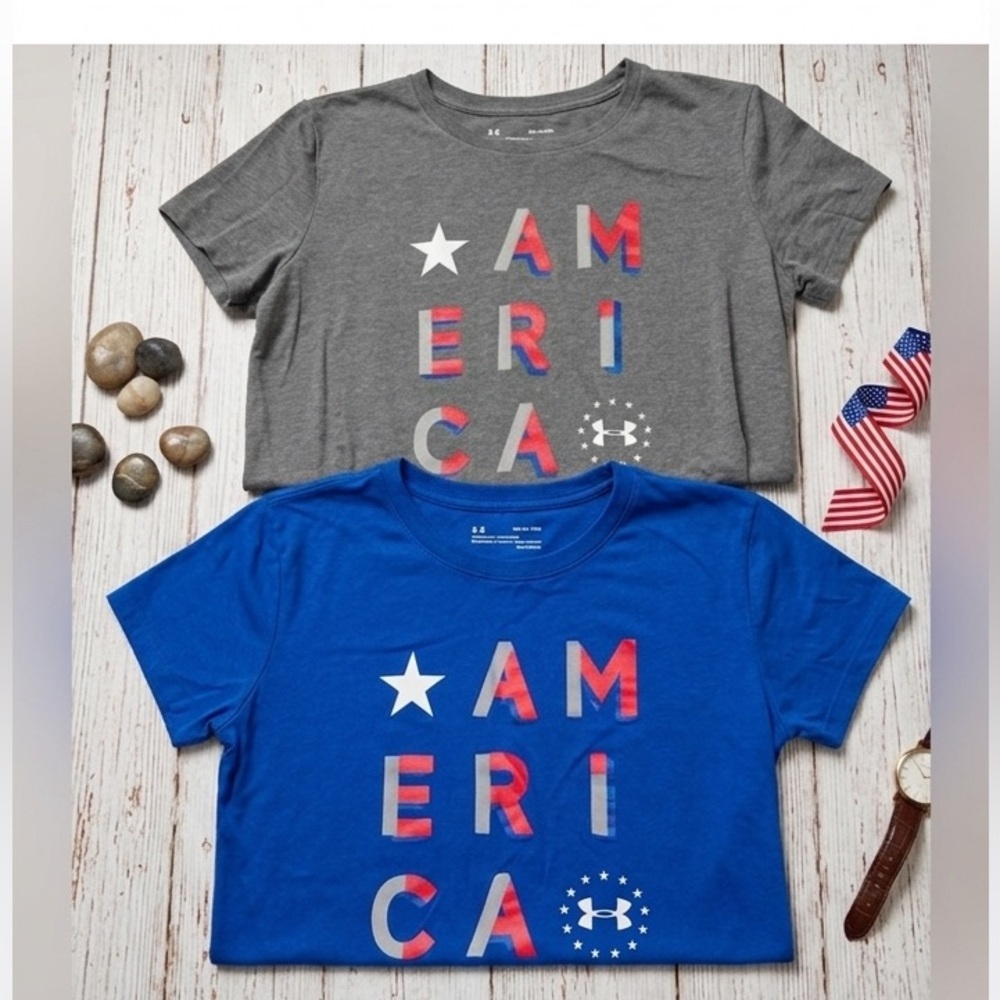 Set of 2 Under Armour "AMERICA" Graphic T-Shirts - Size Small